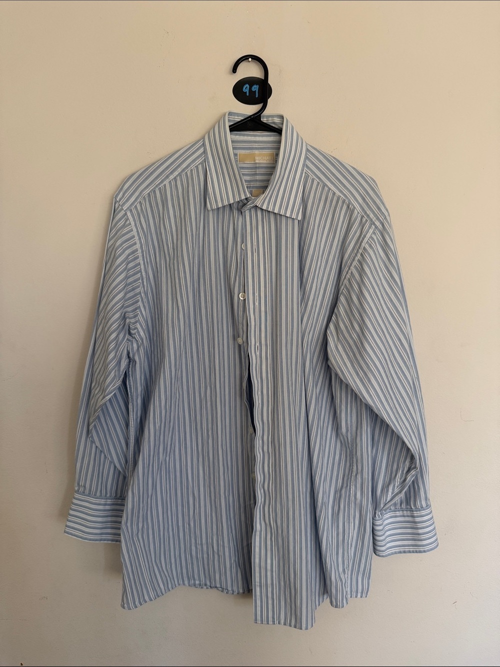 Michael Kors Blue & White Striped Men's Dress Shirt